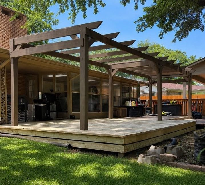 Custom deck with pergola
